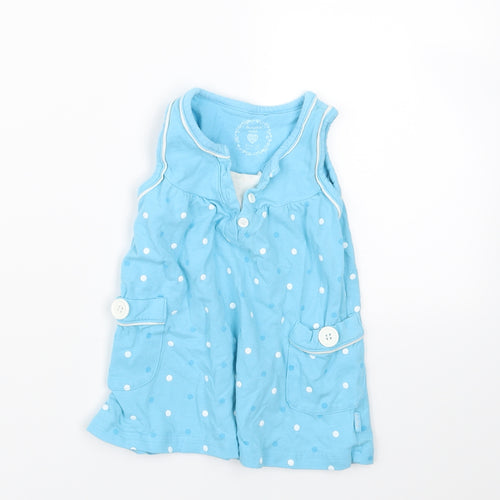 Pumpkin Patch Girls Blue Polka Dot  T-Shirt Dress  Size 12-18 Months
