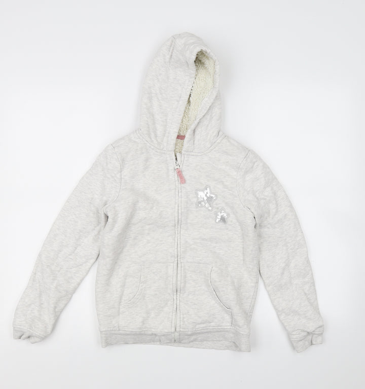 Nutmeg Girls Grey   Full Zip Hoodie Size 11 Years