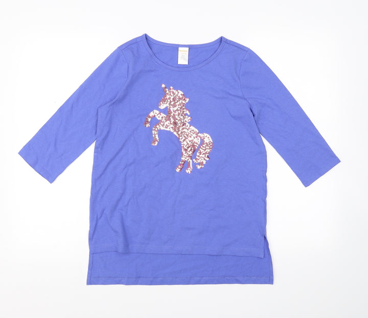Gymboree Girls Blue   Pullover T-Shirt Size 10 Years  - Unicorn