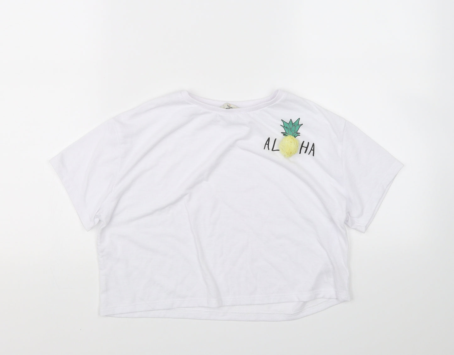 Miss Evie Girls White   Cropped T-Shirt Size 11-12 Years