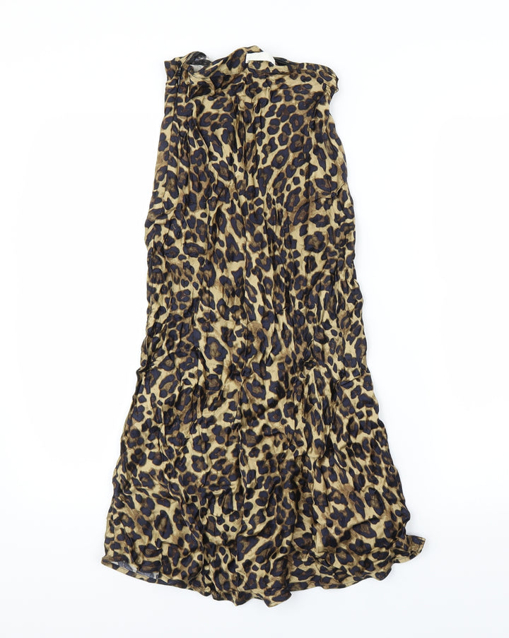 H&M Womens Brown Animal Print A-Line Skirt Size 4