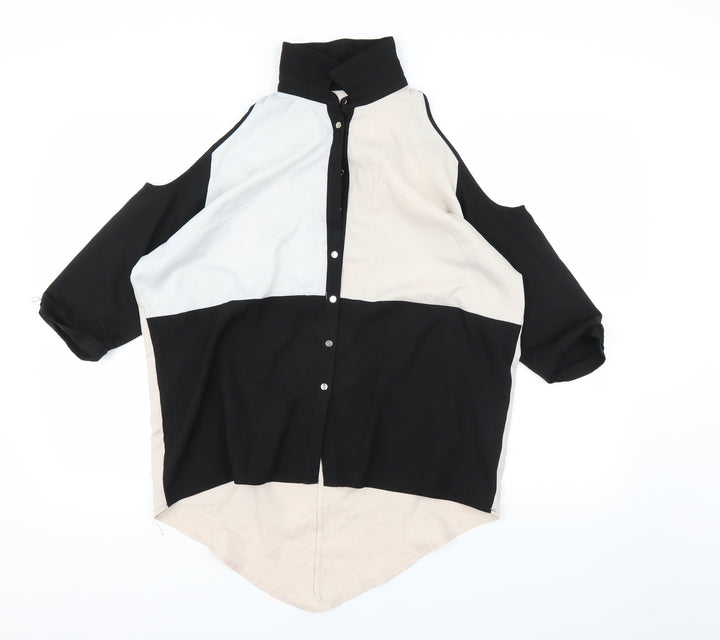 Quiz Womens Black Basic Button-Up Size 8