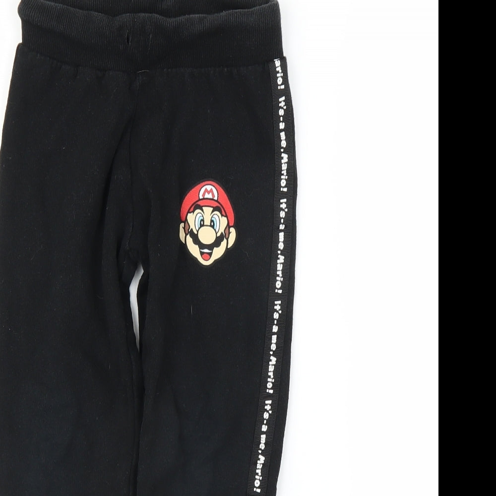 Mario Boys Black   Sweatpants Trousers Size 5-6 Years