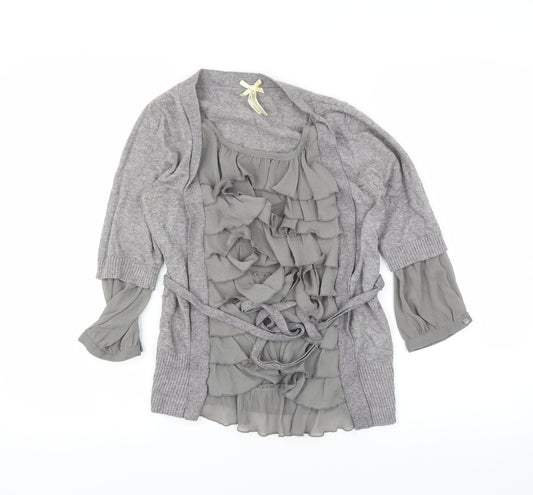Front view of Next women’s grey basic t-shirt, size UK 8