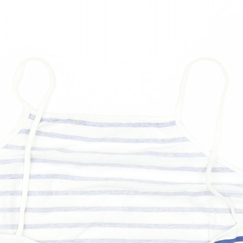 ASOS Womens White Striped  Cropped T-Shirt Size 10