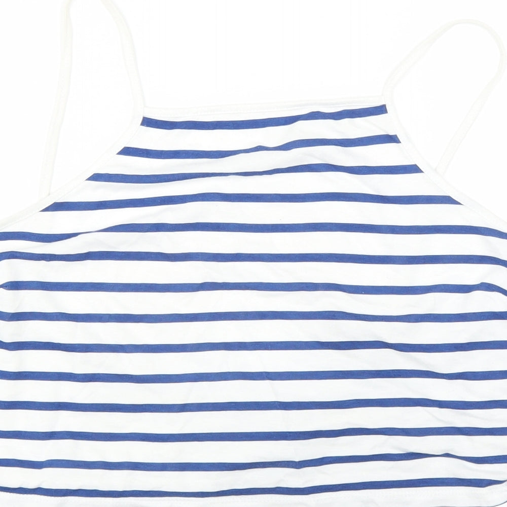 ASOS Womens White Striped  Cropped T-Shirt Size 10