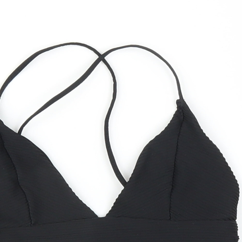 H&M Womens Black   Cropped T-Shirt Size 6