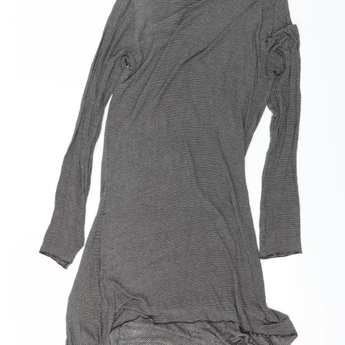 DUNNIES Womens Black Striped  Cardigan Jumper Size L