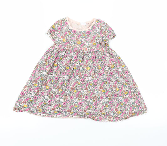 Front view of Next Baby Pink Floral Fit & Flare, size 18-24, Months