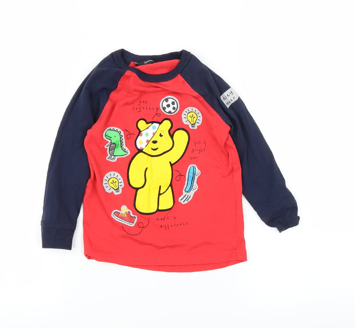 George Boys Red Basic T-Shirt Size 3-4 Years