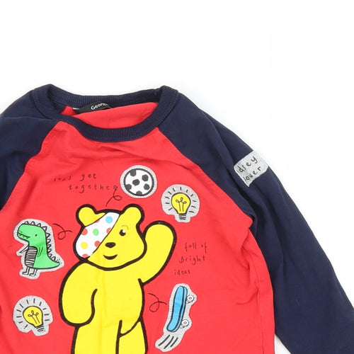George Boys Red   Basic T-Shirt Size 3-4 Years