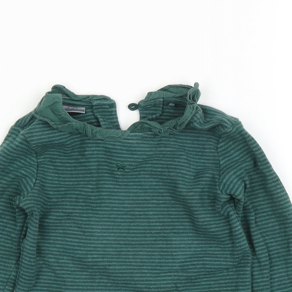 NEXT Girls Green Striped  Basic T-Shirt Size 2-3 Years