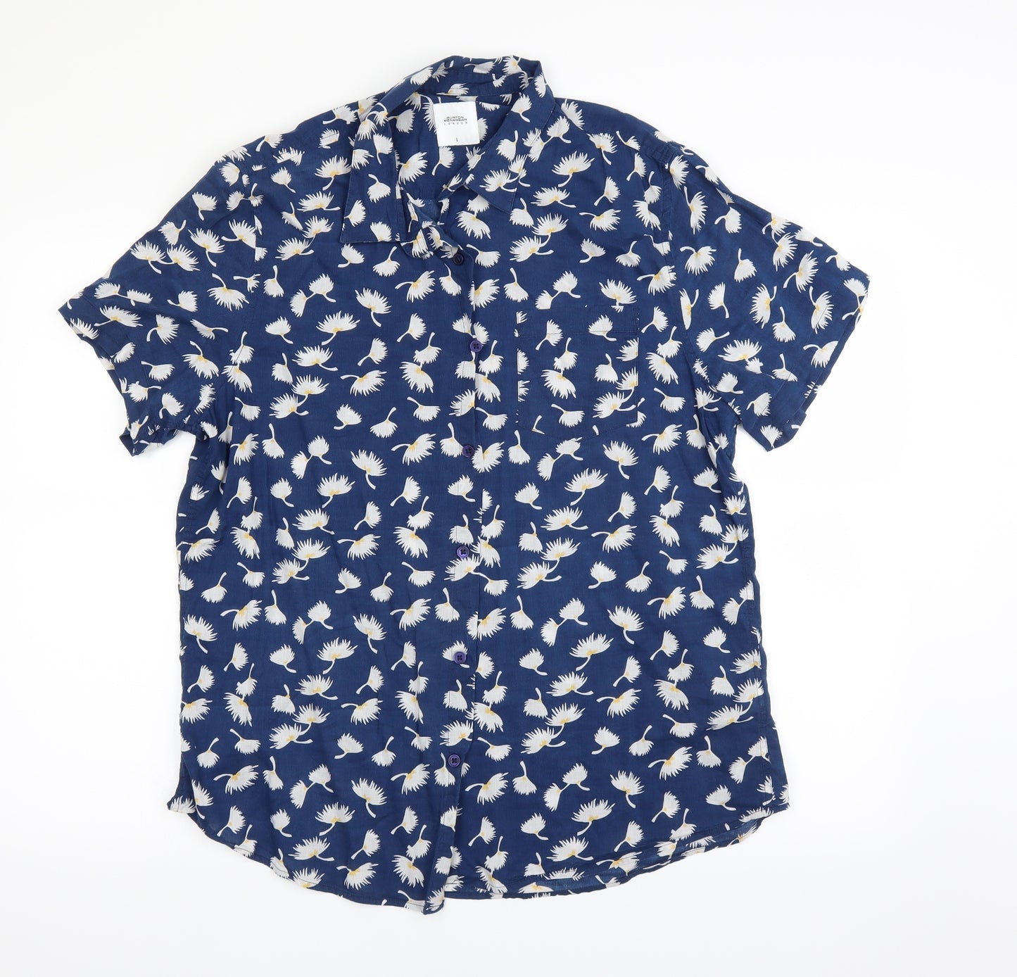 Burton Mens Blue Floral   Dress Shirt Size L