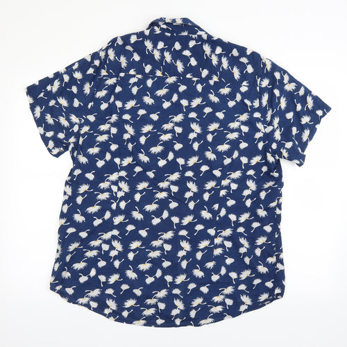 Burton Mens Blue Floral   Dress Shirt Size L