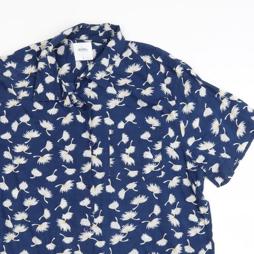 Burton Mens Blue Floral   Dress Shirt Size L