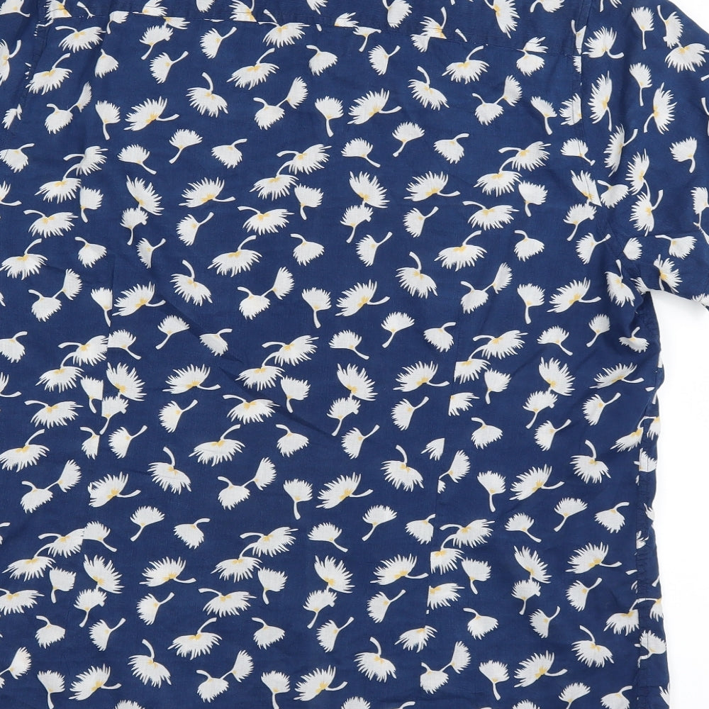 Burton Mens Blue Floral   Dress Shirt Size L