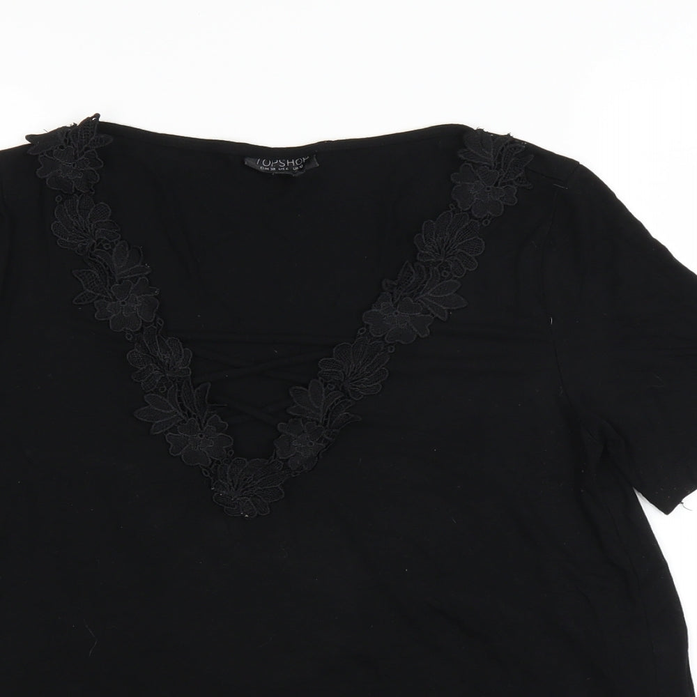 Topshop Womens Black   Basic T-Shirt Size 10