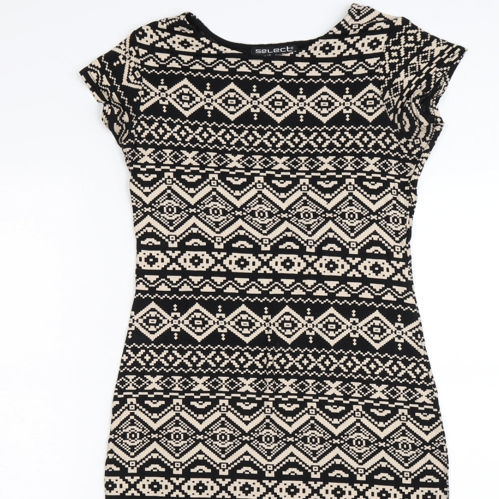 Select Womens Brown Geometric Rayon Bodycon  Size 8