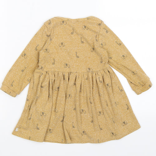 NEXT Girls Brown Animal Print Knit Jumper Dress  Size 9-12 Months