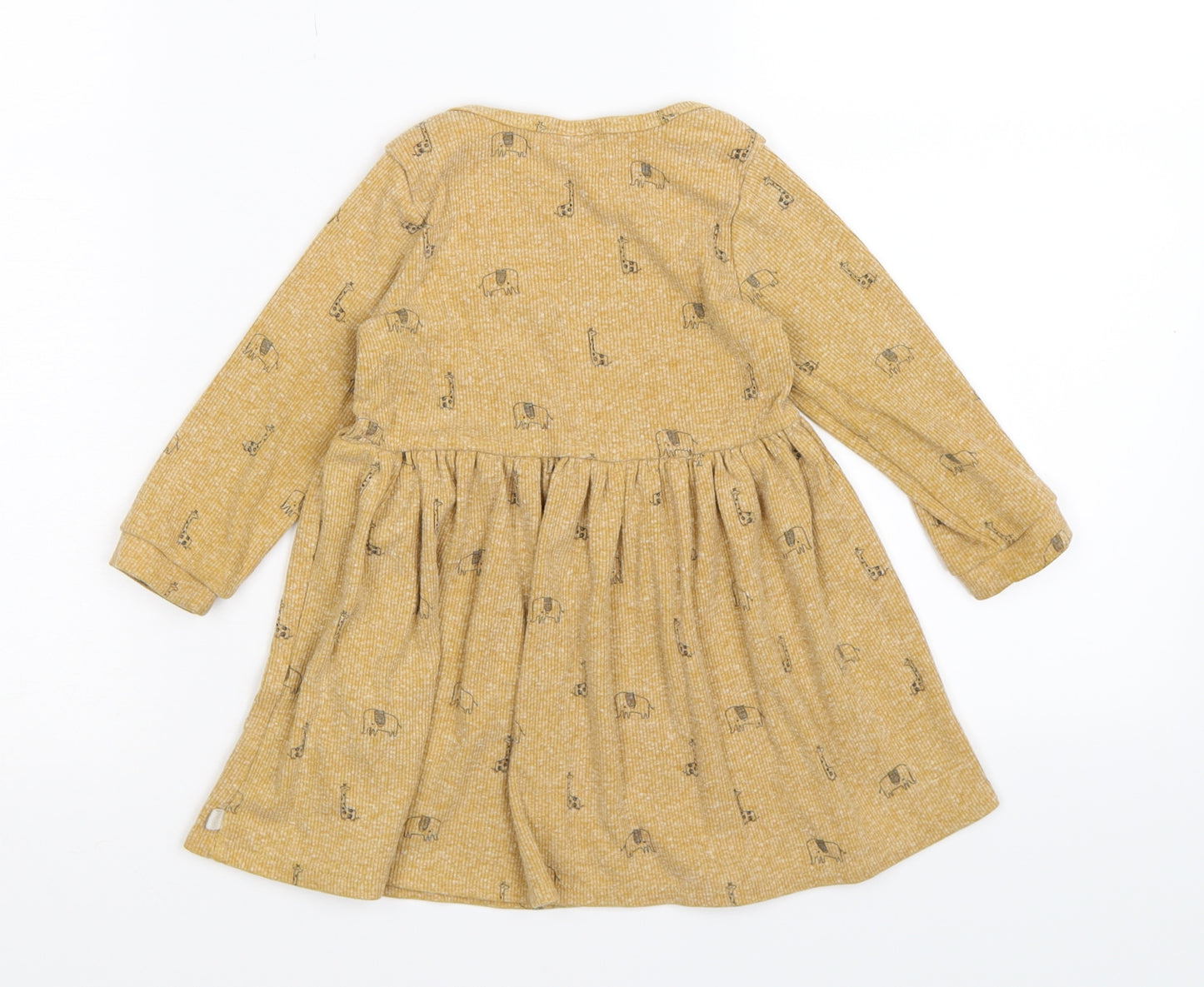 NEXT Girls Brown Animal Print Knit Jumper Dress  Size 9-12 Months