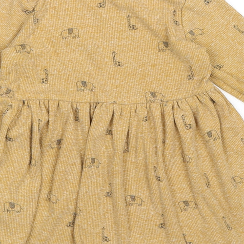 NEXT Girls Brown Animal Print Knit Jumper Dress  Size 9-12 Months