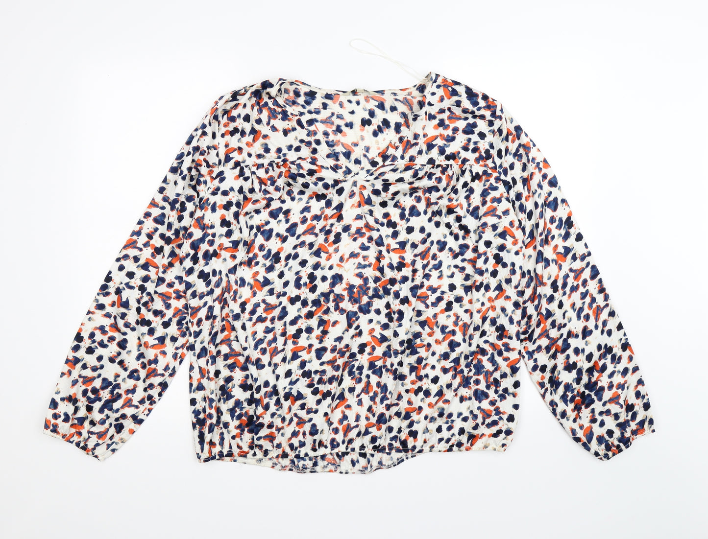 Papaya Womens White Geometric Satin Tunic Blouse Size 18