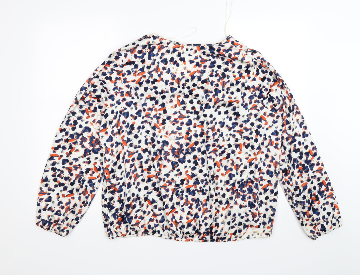 Papaya Womens White Geometric Satin Tunic Blouse Size 18