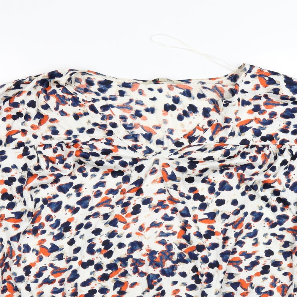 Papaya Womens White Geometric Satin Tunic Blouse Size 18