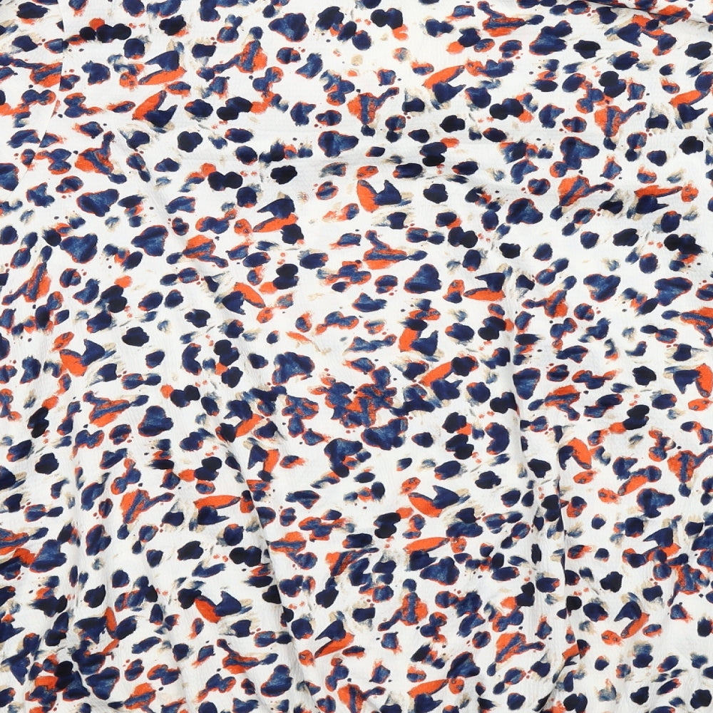 Papaya Womens White Geometric Satin Tunic Blouse Size 18