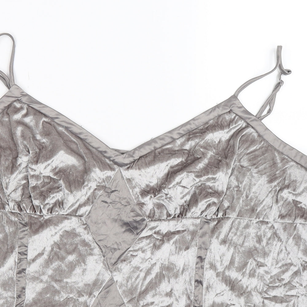 NEXT Womens Silver Geometric Velour Basic Tank Size 22