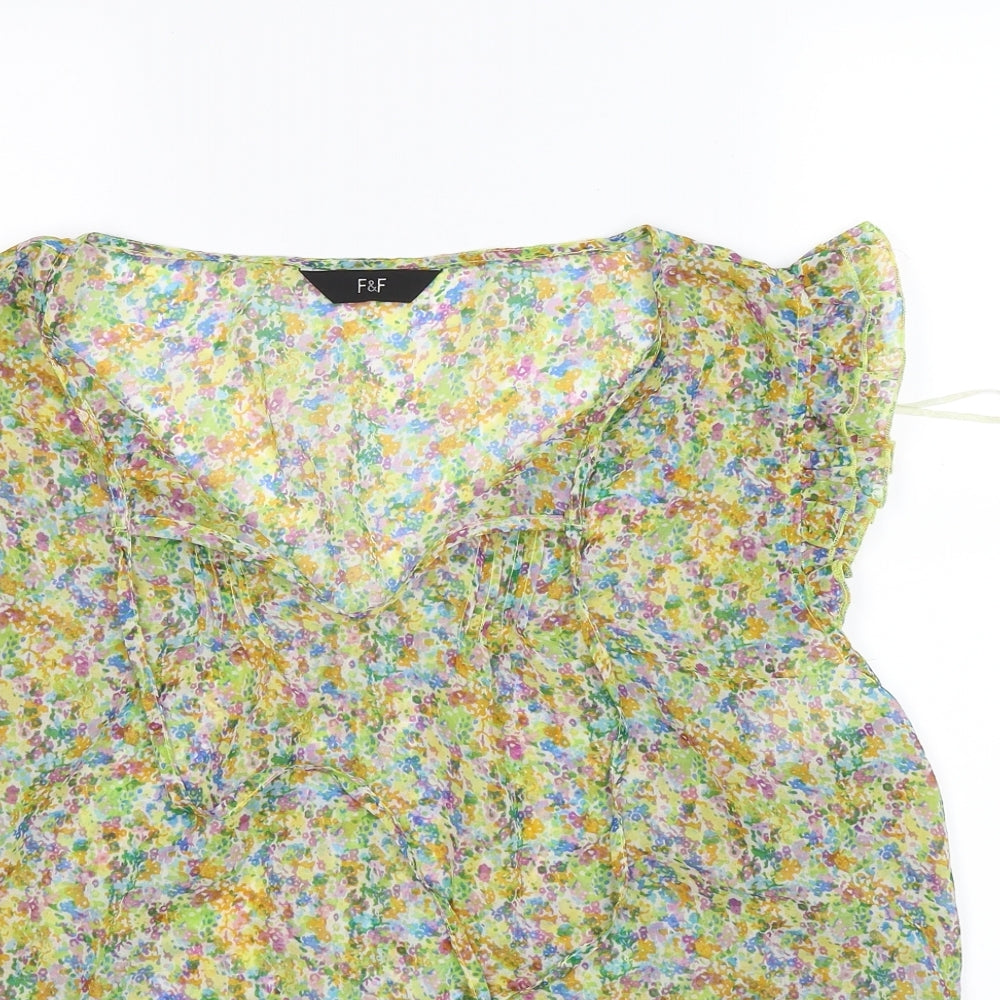 F&F Womens Green Floral Chiffon Basic Blouse Size 20