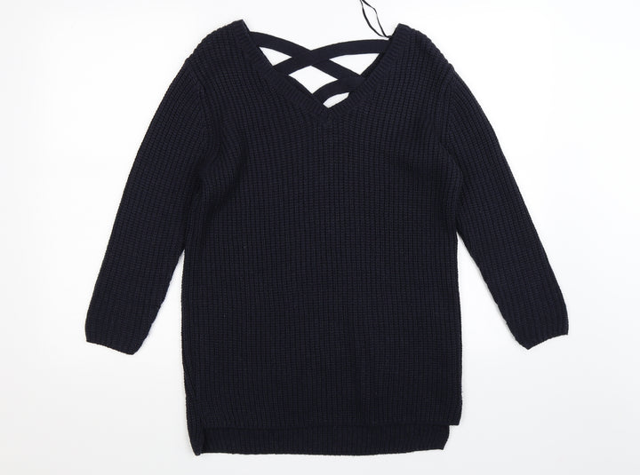F&F Womens Blue Striped Knit Pullover Jumper Size 8