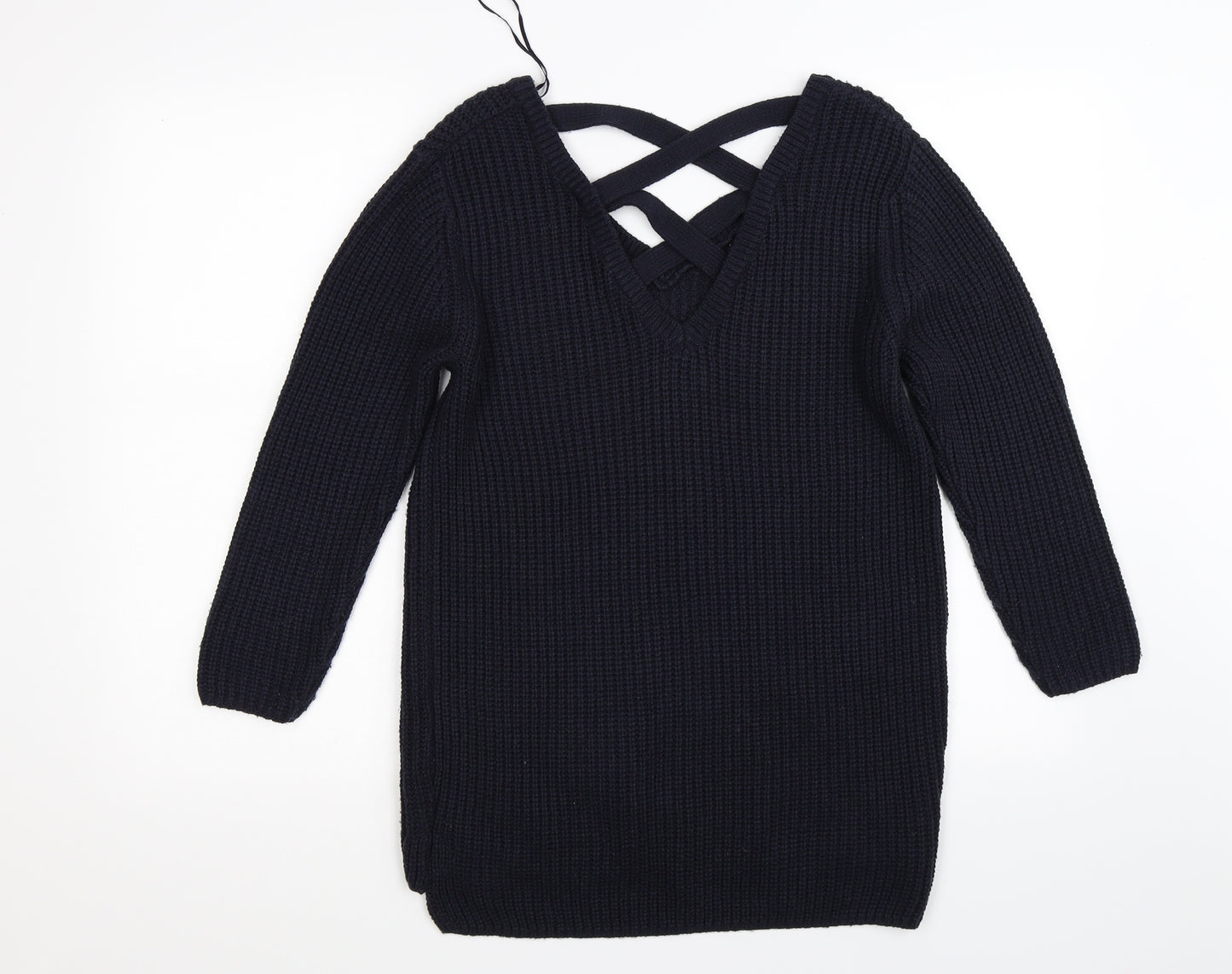 F&F Womens Blue Striped Knit Pullover Jumper Size 8