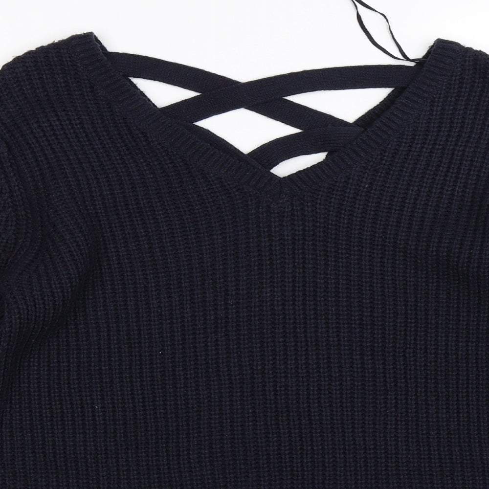 F&F Womens Blue Striped Knit Pullover Jumper Size 8