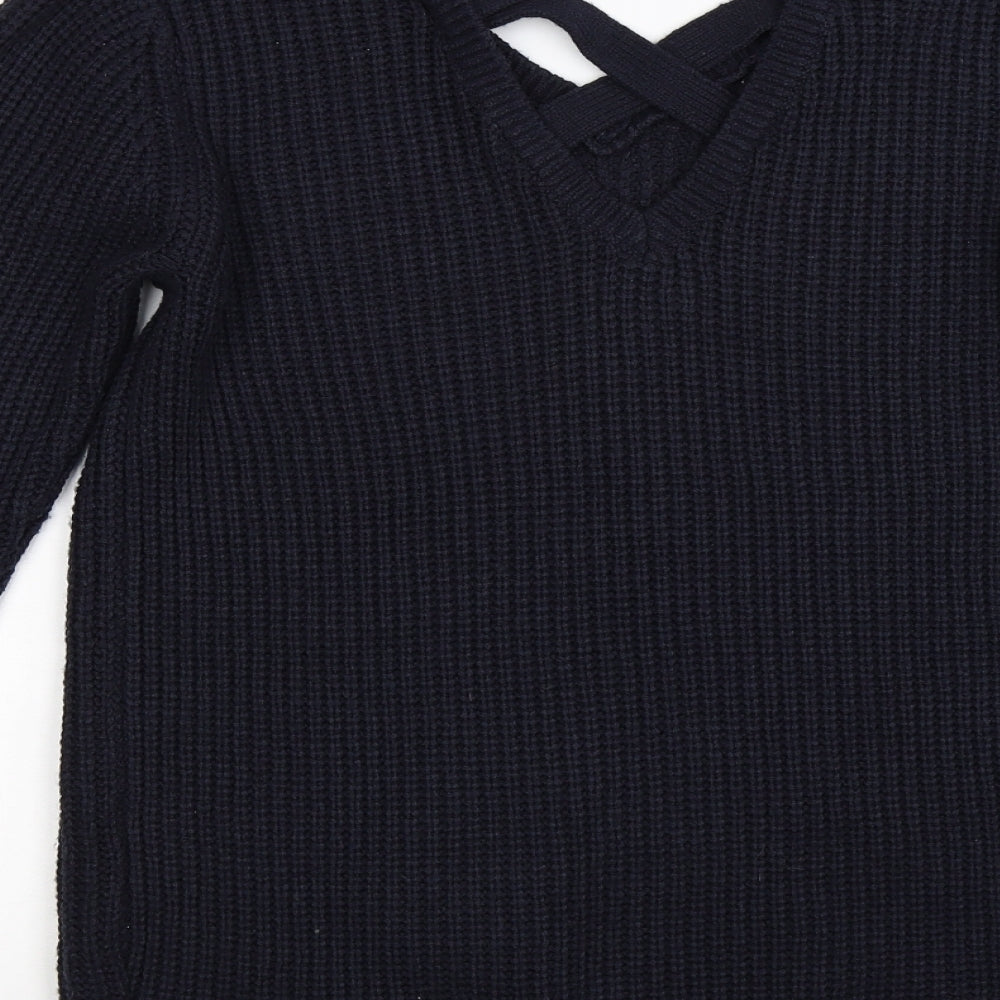 F&F Womens Blue Striped Knit Pullover Jumper Size 8