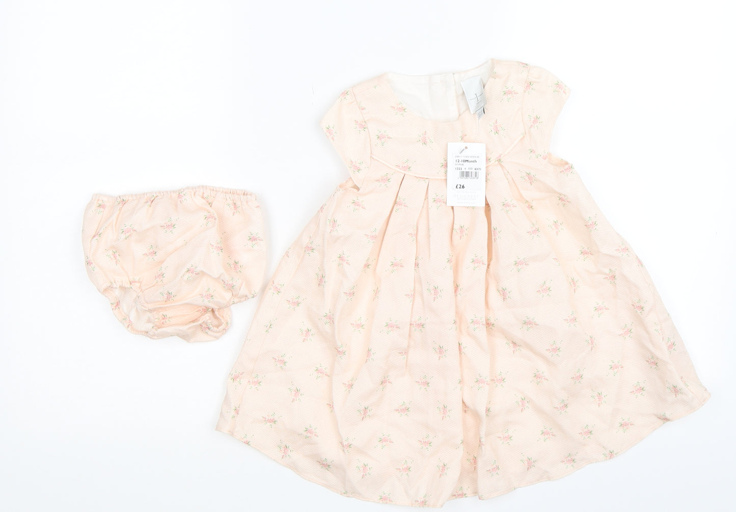 Jasper Conran Girls Pink Floral  Fit & Flare  Size 12-18 Months  - with pants
