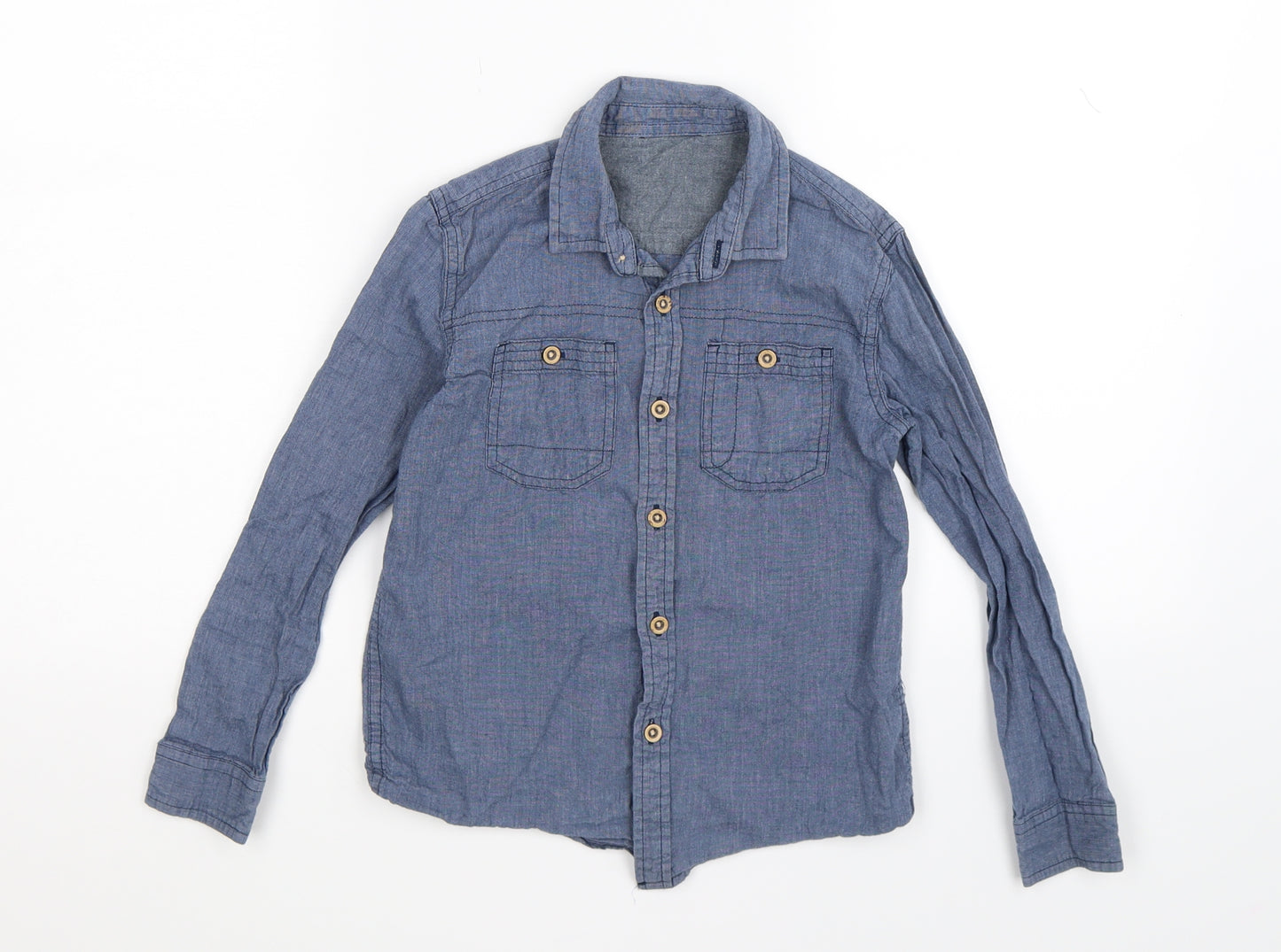 George Boys Blue  Denim Basic Button-Up Size 8-9 Years