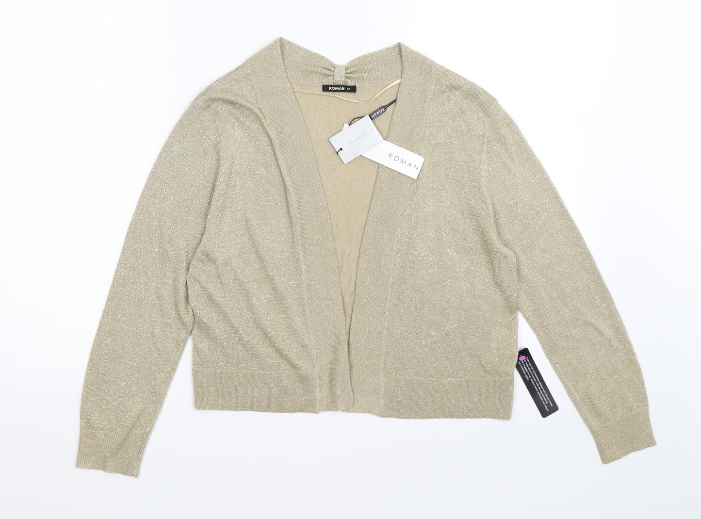 Roman Womens Gold  Knit Cardigan Jumper Size 12