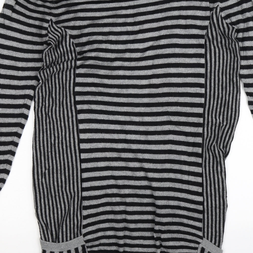 New Look Womens Grey Striped Knit Cardigan Jumper Size L