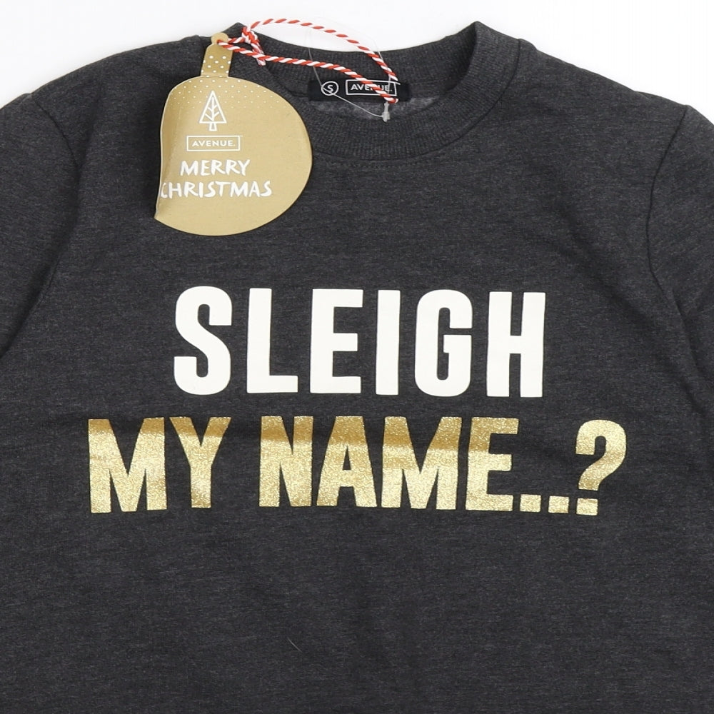 Avenue Womens Grey   Pullover Sweatshirt Size S  - SLEIGH MY NAME