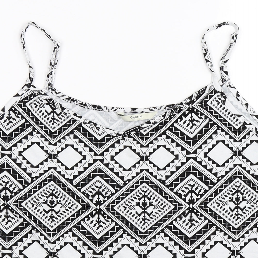 George Womens White Geometric  Basic Tank Size 10