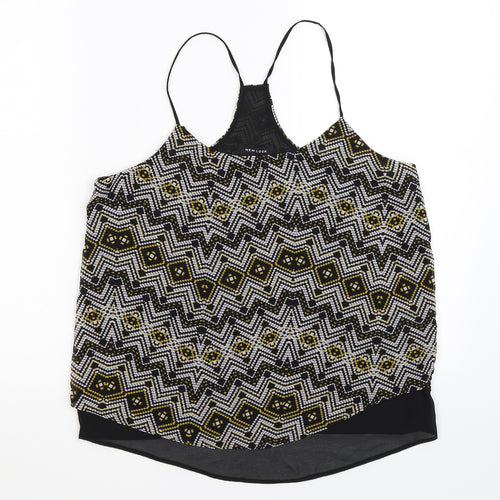 New Look Womens Black Geometric Chiffon Basic Tank Size 12