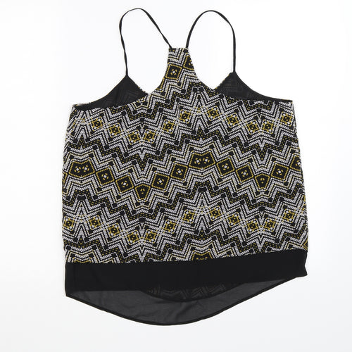 New Look Womens Black Geometric Chiffon Basic Tank Size 12