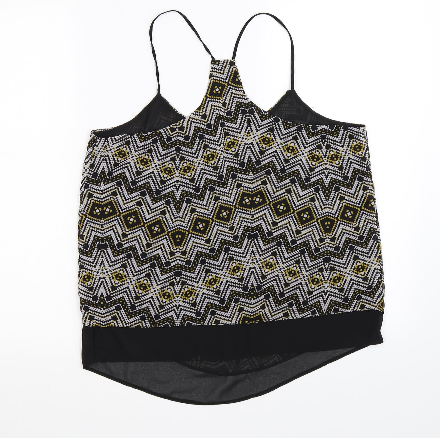 New Look Womens Black Geometric Chiffon Basic Tank Size 12
