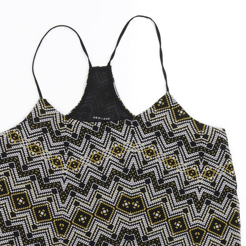 New Look Womens Black Geometric Chiffon Basic Tank Size 12