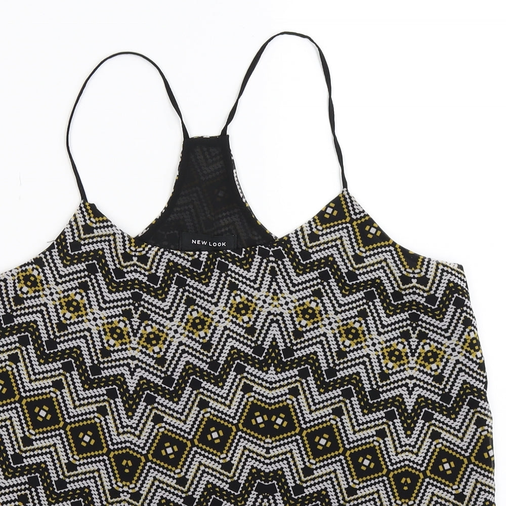 New Look Womens Black Geometric Chiffon Basic Tank Size 12