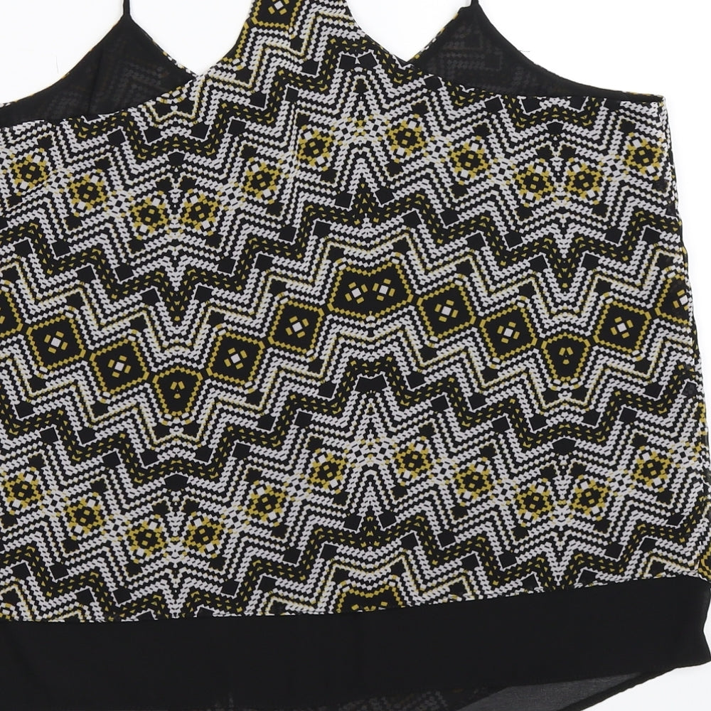 New Look Womens Black Geometric Chiffon Basic Tank Size 12
