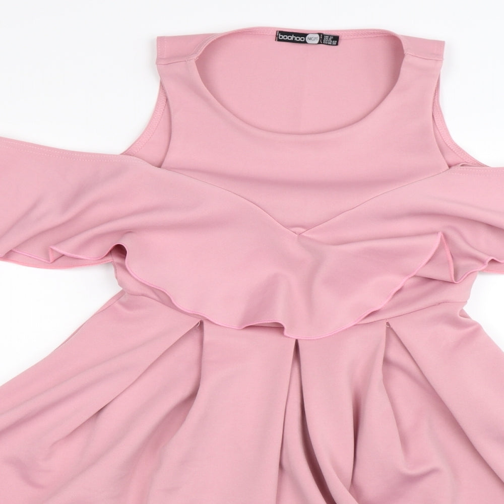 Boohoo Womens Pink  Rayon Fit & Flare  Size 12