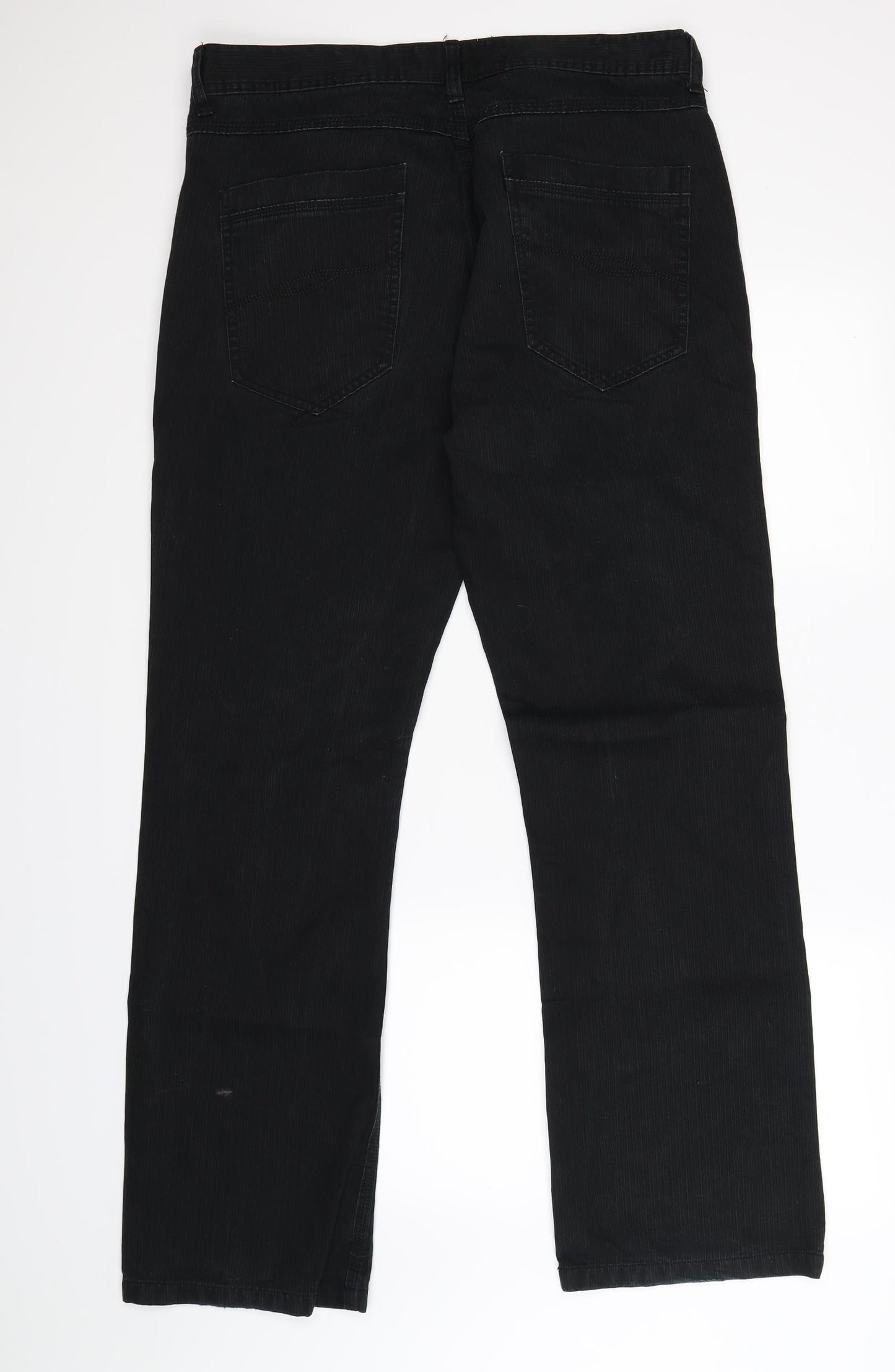 NEXT Mens Black Striped Denim Bootcut Jeans Size 36 L33 in