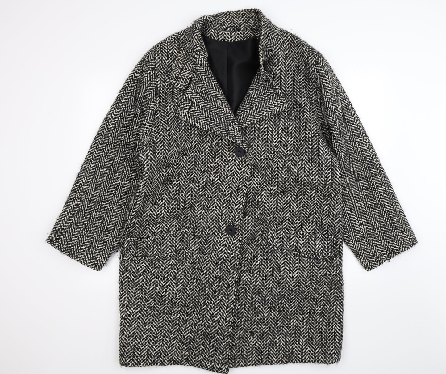 C&A Womens Grey Striped Knit Overcoat Coat Size 18